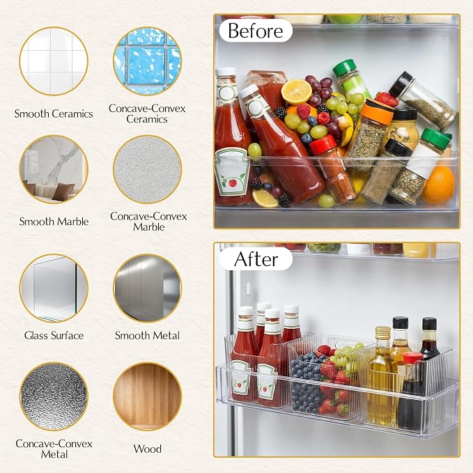 4 PCS Wall Mount Organizer, Cabinet Door Organizer Storage with Adhesive Bins Inside Cabinet Door Storage, Makeup Organizer, Basket for Kitchen Bathroom - Image 7