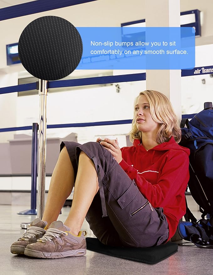 FASTMOMENT Portable Airplane Seat Cushion Foldable Seat Cushion for Travel | Thickened Cushion, Carrying Handle, Breathable Fabric, Washable Mesh Cover, Anti-Slip bottom, Lightweight for Flight Bleacher - Image 7