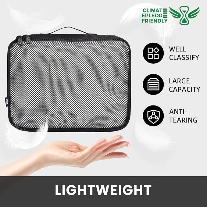 BAGAIL 6 Set Packing Cubes Luggage Packing Organizers for Travel Accessories-Black - Image 3