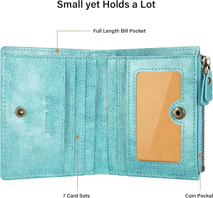 Ultra Thin Small Compact Leather Womens Girls Wallets RFID Blocking Credit Card Holder for Women - Image 4