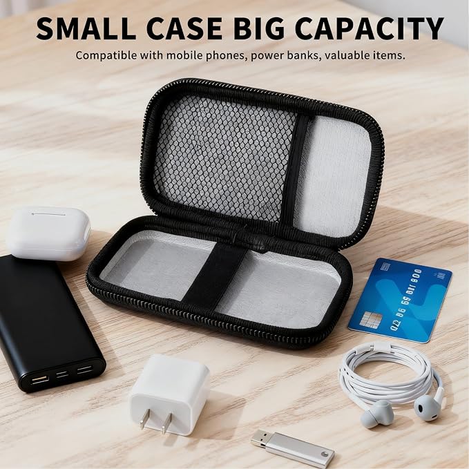 6500°F Hard Fire-Resistant Power Bank Case,Waterproof Electronic Organizer Travel Bag,Shockproof EVA Carrying Case for Cell Phones/Earbuds,Travel Gadgets for Cables,SD Memory Card,Camera Chips - Image 5