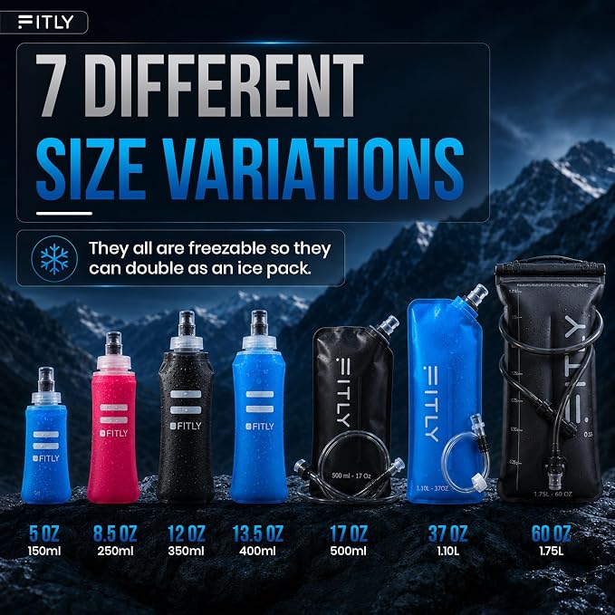 FITLY Soft Flask - Shrink As You Drink Soft Water Bottle for Hydration Pack - Folding Water Bottle Ideal for Running, Hiking, Cycling, Climbing & Rigorous Activity - Image 7