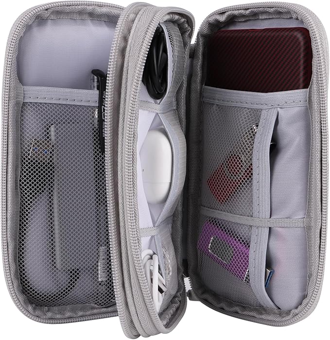 Travel Cable Organizer - Electronics Accessories Bag(Double Layer - Grey) - Image 5