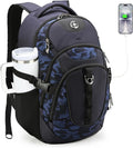 Swissdigital Design Laptop Backpack with USB Charging Port, Travel Backpack Fits 15.6 inches Computer, 31L College School Backpack for Men, Blue Camo | SD803-92 by SwissdigitalDesign