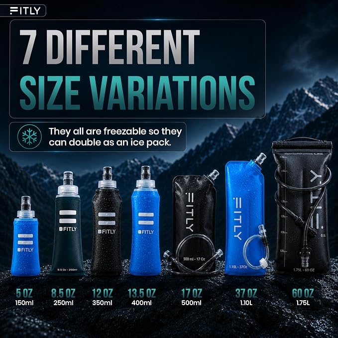 FITLY Soft Flask - Shrink As You Drink Soft Water Bottle for Hydration Pack - Folding Water Bottle Ideal for Running, Hiking, Cycling, Climbing & Rigorous Activity - Image 7