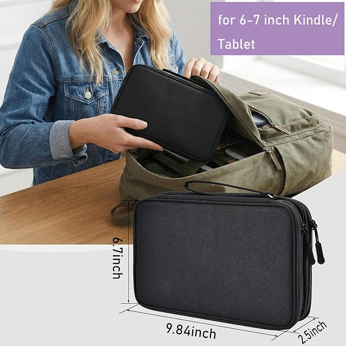 CAAORDKSO Electronics Travel Organizer, Electronic Accessories Carry Case Waterproof Double Layers Storage Bag Travel Essentials for Cord, Cable, Charger, USB, Power Bank, Earphone (Black, X-Large) - Image 2