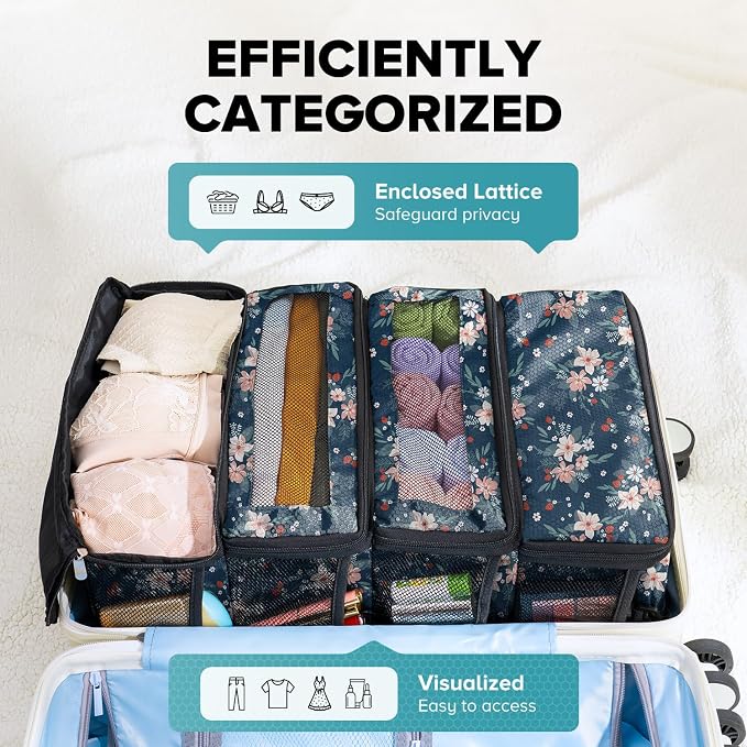 Suitcase Organizer, Travel Luggage Organizer Hanging Shelves Packing Cube Closet/Collapsible Portable Travel Organizer for Carry-on, Medium, Berry - Image 3