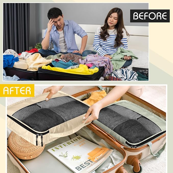 5 Pcs Packing Cubes for Suitcase Large Travel Cubes Carry on Luggage Organizer Bags for Clothes Accessories(M,Yellow) - Image 8