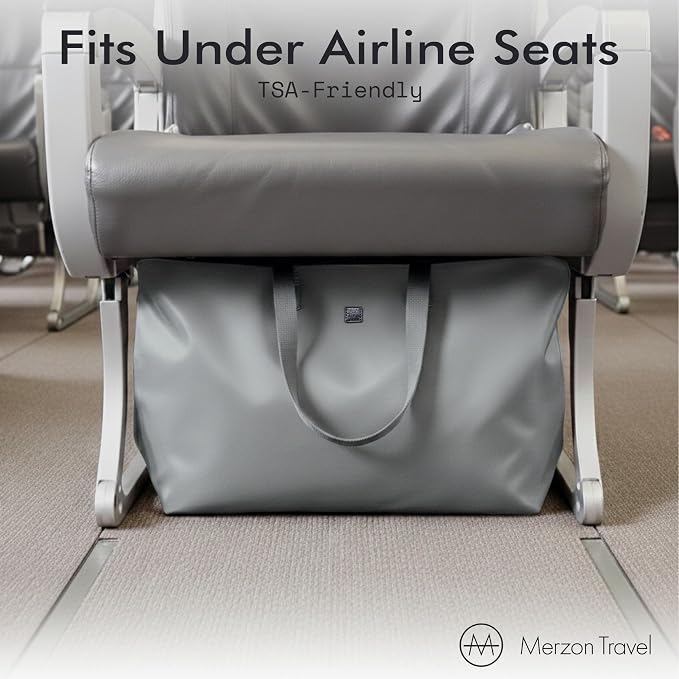 Bobbi Tote | 48L | TOTE-257 Silver | Foldable/Packable Carry-On Personal Item, Trolley Sleeve, Sturdy Water-Resistant Nylon, Fits Under Airline Seat, TSA Friendly - Image 5