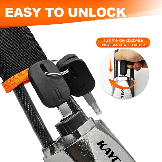 KAYCENTOP Car Steering Wheel Lock, Seat Belt Lock, Car Locks Anti-Theft Device with Aluminum Alloy Lock Housing, Max 17 Inch Length, High Visibility and Light-Weight, Universal Fit, 3Keys(Black) - Image 7