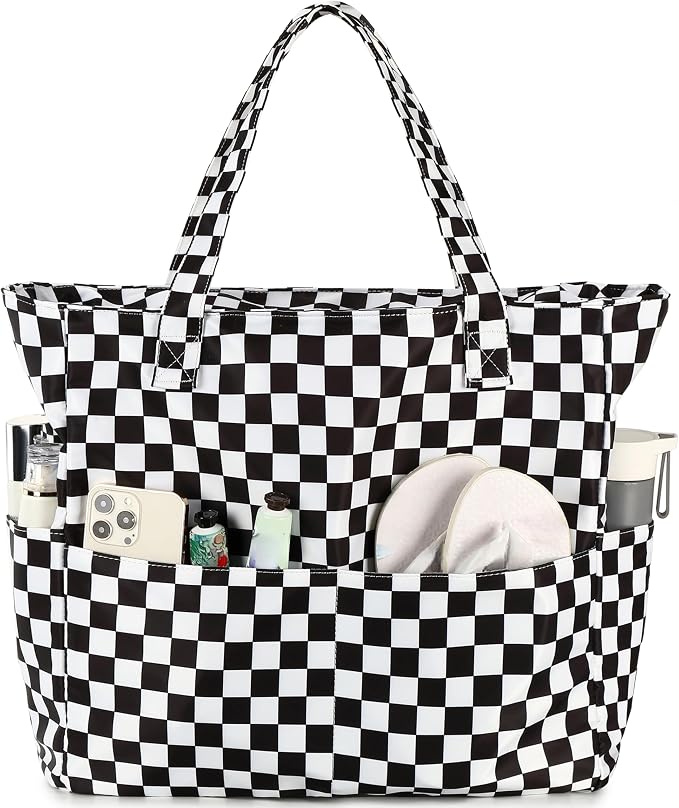 LEDAOU Large Beach Bag for Women, Waterproof Sandproof Tote Bag with Zipper | 36L Pool and Swim bag with Zipper, Wet/Dry pocket and 7 Pockets for Beach Days, Cruises, Vacations and Family travel by LEDAOU