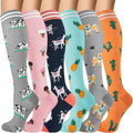 Compression Socks for Women & Men 6 Pairs | 20-30 mmHg Breathable & Moisture-Wicking Comfortable & Skin-Friendly Knee High Support Socks for Nurse, Travel, Pregnancy by OUIVIAL