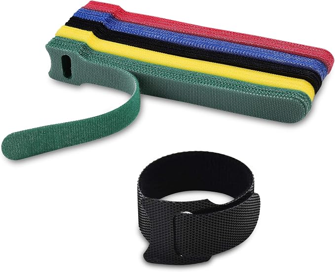 Cable Ties Reusable - 6 Inches Multi-Colour Adjustable Cord Straps Cord Ties for Cable Management Organizer, Multi-Purpose Reusable Hook and Loop for Home, Office and Garage (50) - Image 3