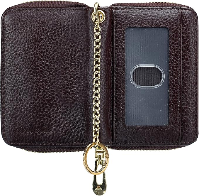 imeetu Rfid Credit Card Holder, Businese Card Case, Wallet for Women Men | Genuine Leather Card Wallet with id Window, Keychain & Double Zipper, Water-resistan Small Wallet with Gift Box, Daily Travel - Image 2