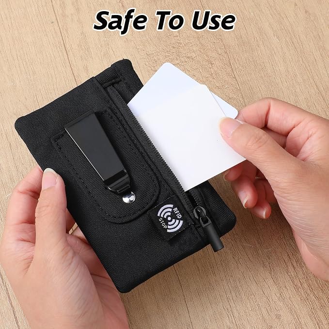 Money Clip, RFID Belt Wallet Travel Wallet Blocking Clip Pocket for Cards Pickpocket Hidden Clips Stash Credit Card Holder Compact Thin Anti-Theft for Traveling(Black) - Image 4
