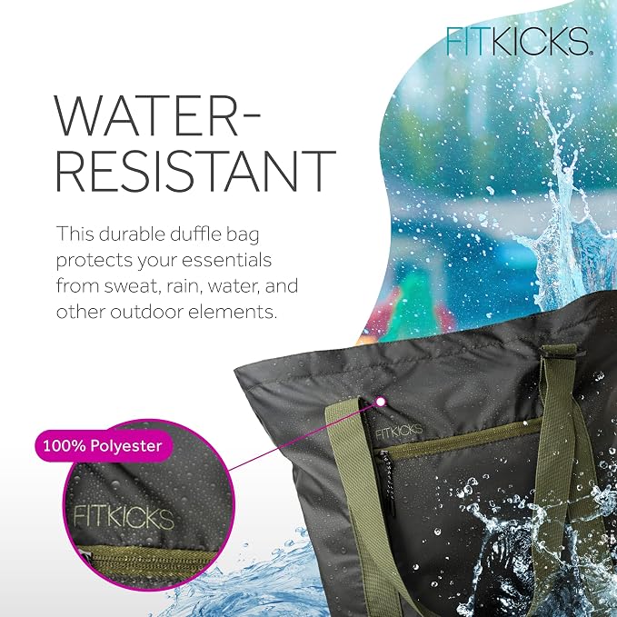 FITKICKS Hideaway Packable Duffle, Large Duffle Bag for Travel, Green - Image 5