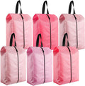 6 Pcs Travel Shoe Bags with Zipper Nylon Portable Waterproof Suitcase Shoe Organizer Packing for Golf(L,Pink) by Bulyoou