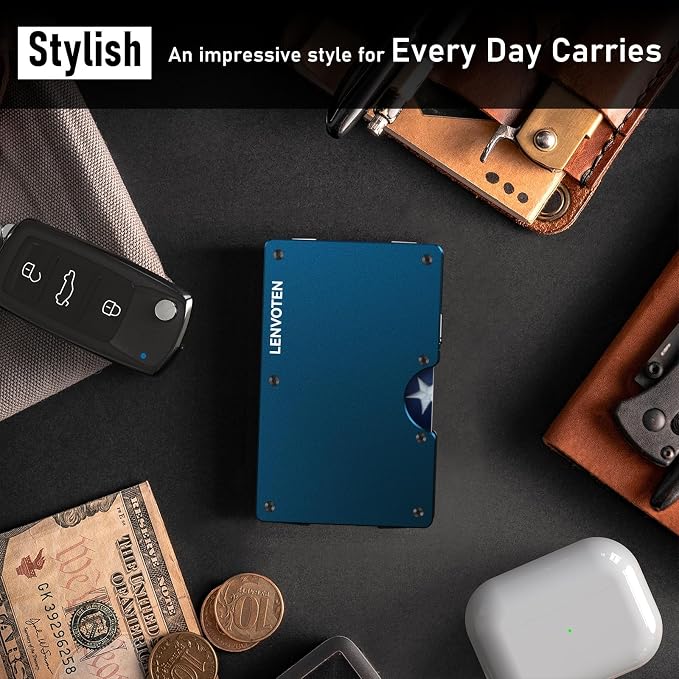 Lenvoten Upgraded Hinged Minimalist Wallet for Men, RFID Blocking Wallet | Slim Metal Aluminum, Credit Card Holder, Money Clip Holds 20 Cards, Premium Scratch-Resistant Finish, Ideal Gift for Men - Image 5