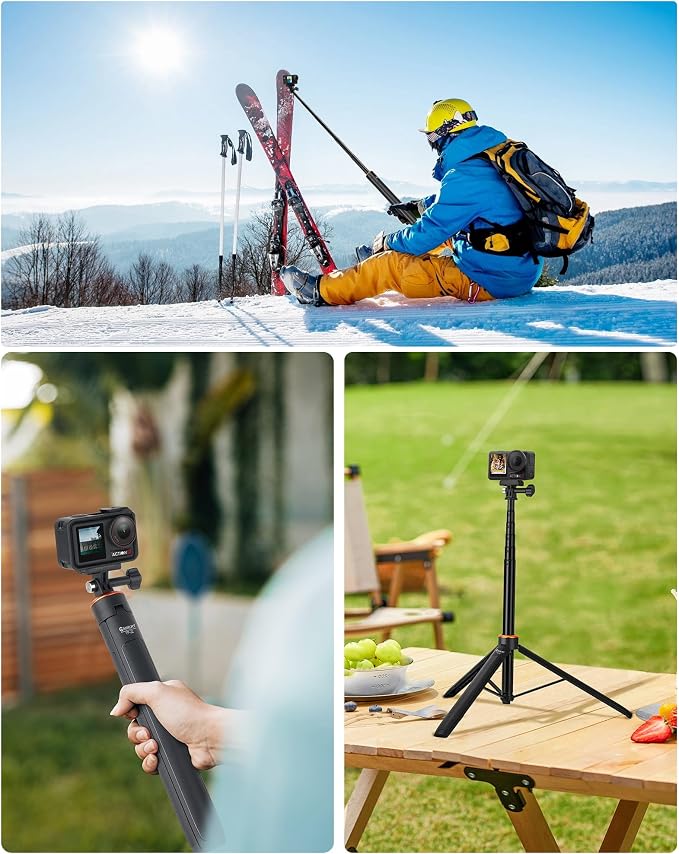 53" Osmo Action Selfie Stick Tripod for DJI Action 5 Pro/4/3, Extendable Handle Grip w Magnetic Quick-Release Adapter Mount, Extension Rod/Standing Stand/Accessories for Travel Vlogging Video Shooting - Image 3
