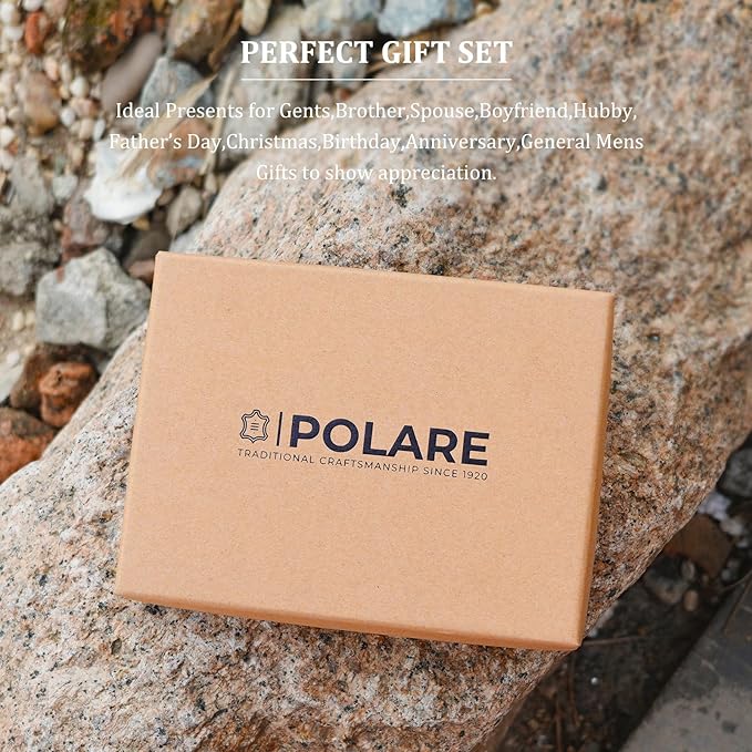 Polare Leather AirTag Passport Holder RFID Blocking Travel Bifold Wallet | Luxury Napa Cowhide Leather, AirTag Slot, Vintage Passport Cover Case, International Travel Wallet, Grey - Image 6
