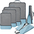 BAGAIL 4 Set/6 Set/8 Set Compression Packing Cubes Travel Accessories Expandable Packing Organizers (Half Mesh, 6-Dusty Blue) by BAGAIL