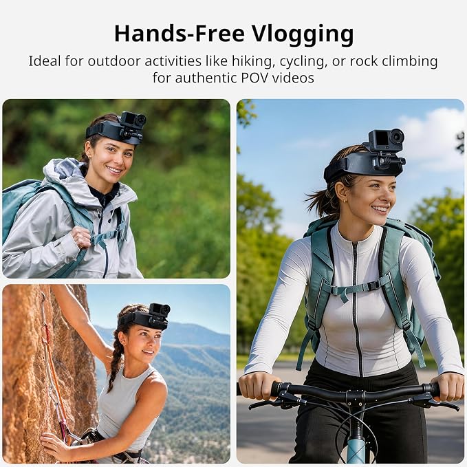 SMALLRIG Head Strap Mount for Action Cameras, Magnetic Quick Release | Adjustable Fit, Adapter Base for DJI Osmo Action 6/5 Pro/4, for Insta360 Ace Pro 2, for Hero 13/12/11/10/9 Black - 5724 - Image 5