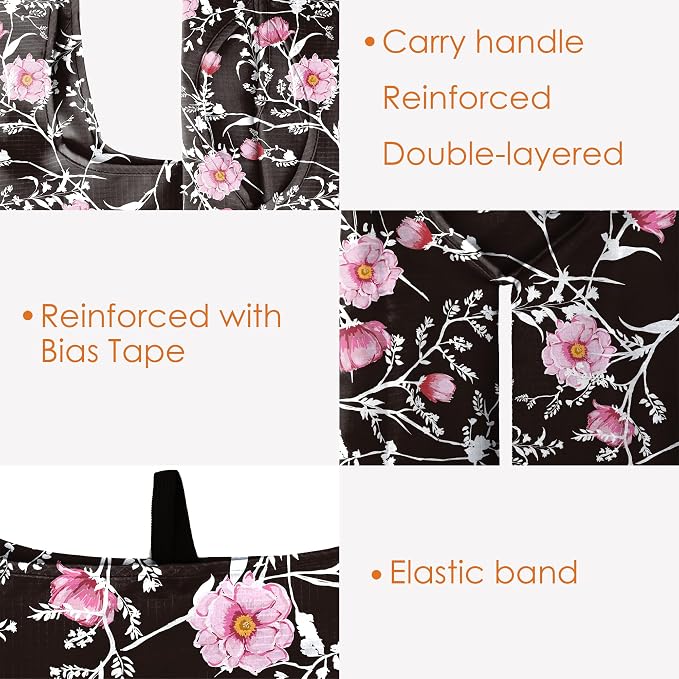 BeeGreen Floral Reusable Grocery Bags Bulk 6 Packs X-Large50LBS, Reusable Shopping Bags Foldable for Groceries, Vegetables, Fruits Bulk Tote Bags Washable For Women Men - Image 6