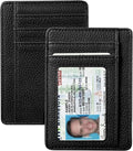 FINTIE Slim Front Pocket Wallet, RFID Blocking Credit Card Holder | Minimalist Card Cases with ID Window for Men Women, Black by Fintie