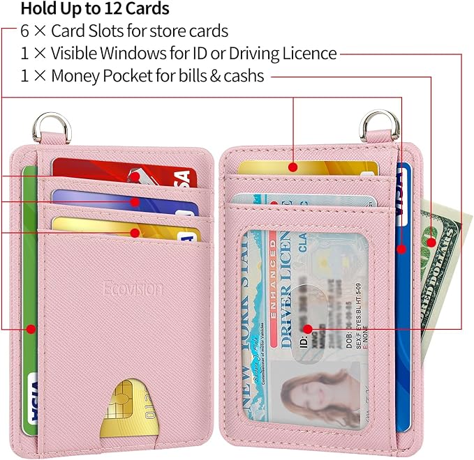 Slim Minimalist Front Pocket Wallet, RFID Blocking Credit Card Holder Wallet with Detachable D-Shackle for Men Women - Image 6