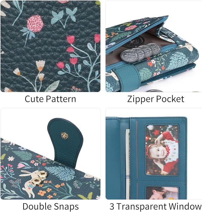 GOIACII Women's Wallet RFID Blocking Large Capacity Card Holder Ladies Phone Clutch Travel Long Purse Rabbit Print - Image 7