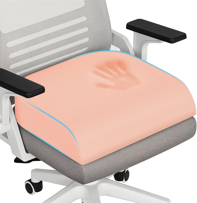 TranquilRelax XL Memory Foam Seat Cushion for Office Chair, 3.35-Inch, Pink | Medium-firm Support for Long Sitting, Washable Mesh Cover, Non-slip Base, Perfect for Car Seats & Short Drivers by Unknown