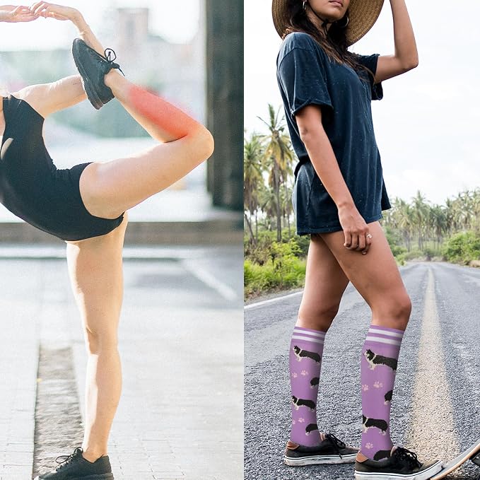 fenglaoda Compression Socks Women Men 6 Pairs, Knee High Best Support Circulation Socks for Running, Travel, Flight, Nurse - Image 2