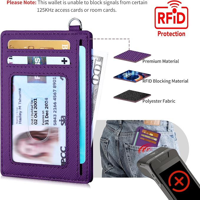 Mayski Slim Wallet, Credit Card Holder for Women, Minimalist Front Pocket RFID Blocking Card Cases, Small Wallet Women Men(Cross Deep Purple) - Image 5