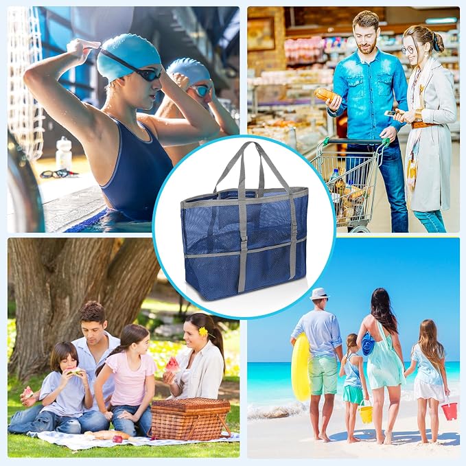 SRISE Mesh Beach Bag - Large Beach Tote Bag for Family Beach Bag for Toys & Vacation Essentials - Image 5