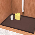 URMONA Waterproof Silicone Under Sink Mat 31'' x 22'' Shelf Liner for Kitchen and Bathroom, Cabinet and Counter Protector, Storage and Organizers, Litter Mat, Pet Cat Puppy Essentials(Brown) by URMONA
