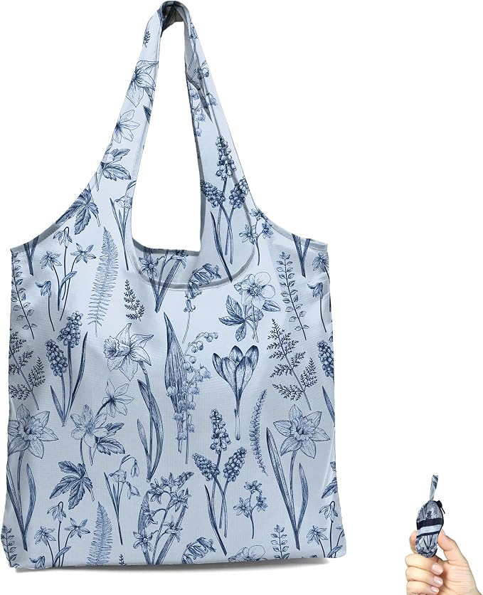 BeeGreen Reusable Grocery Shopping Bag -Travel Tote Bag - Foldable Compact Sturdy Bags by BeeGreen