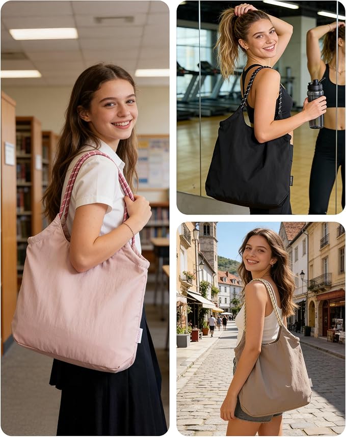 BAGSMART Tote Bag for Women, Travel Tote Beach Bag with Zipper for Gym - Image 2
