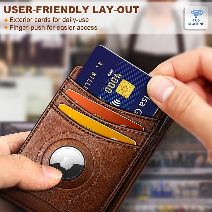 BULLIANT Magnetic Slim Leather Airtag Wallet Money Clip For Men 12Cards | RFID Blocking | Easy Access | Gift Boxed | Pocket Fit - Image 5