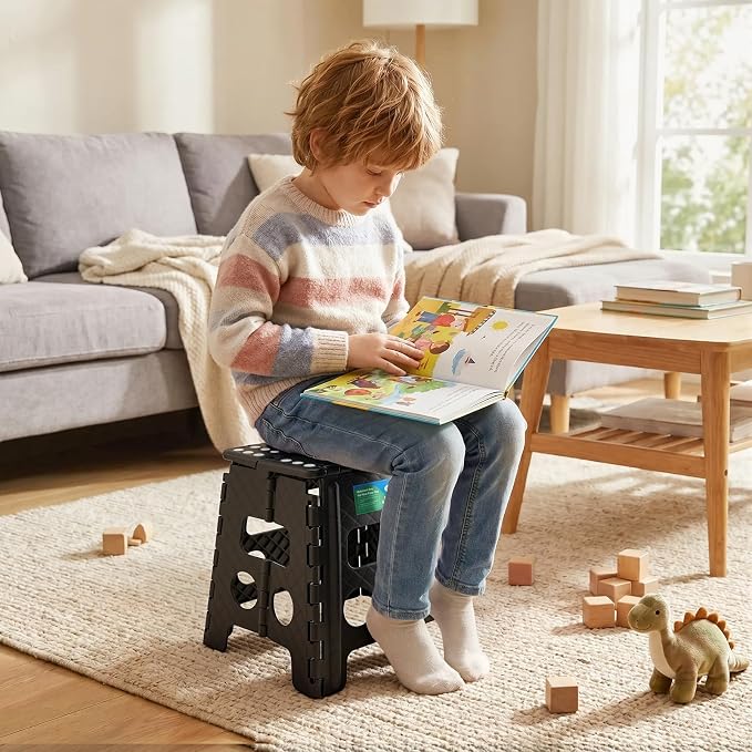 Dyforce Folding Step Stool 13 Inch,300lbs Foldable Stool for Adults & Kids | Stepping Stool Black,Non-Slip Plastic Compact Foot Stool with Carry Handle,Lightweight for Bathroom Kitchen Bedroom Garden - Image 5