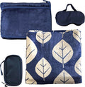 3 Piece Travel Blanket Set with Eye Mask & Cable Organizer , Ultra Soft Flannel Airplane Blanket with Carry Bag , Lightweight, Warm & Compact for Travel, Car, Sofa & Bed , Ideal for Adults & Kids by Unknown