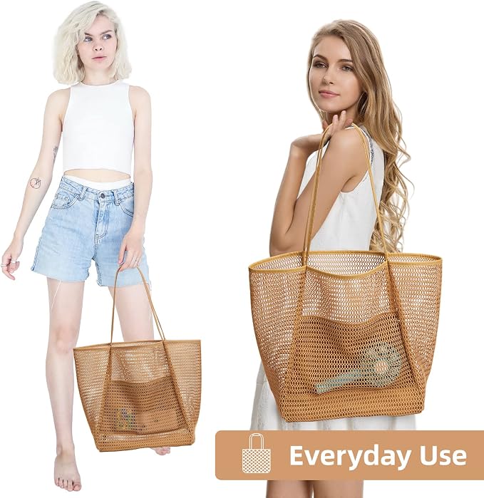 KALIDI Beach Mesh Tote Bag, Casual MAX 23L Summer Foldable Hobo Bag Women | Sandproof Widen Strap Large Shoulder Bag For Lake Pool Vacation Travel Picnic Grocery Market Shopping Carrier - Image 9