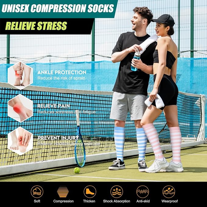 Genovega 3 Packs Wide Calf Compression Socks for Women Men Knee Hight S/M-4XL for Gifts - Image 3