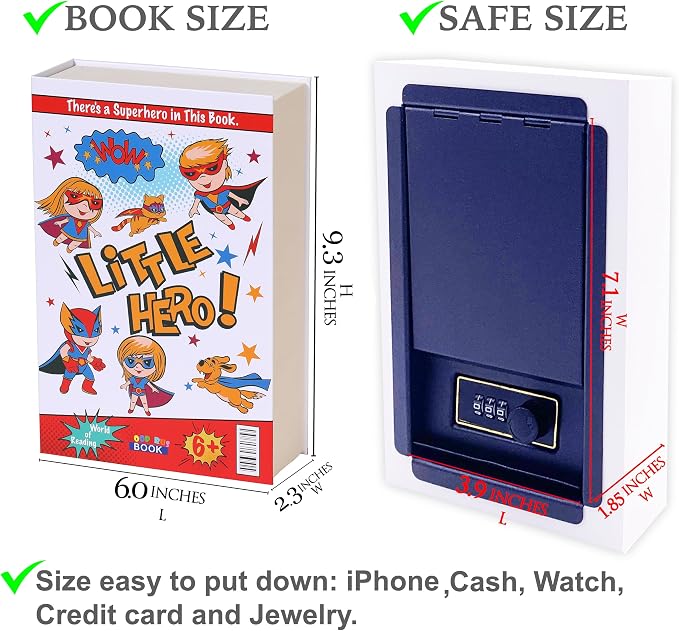 Book of Why Book Safe with Real Pages, Student Secret Compartment Items Storage Box with 3-Digit Combination Lock, Decorative Hidden Stash Box, Family Allowance Coin Bank, 9.3"x6.0"x2.3" - Image 8