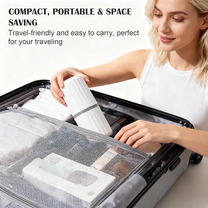 2-in-1 Travel Toothbrush Holder, Dustproof Toothbrush Travel Case with Mouthwash Cup, Portable Toothpaste Toothbrush Container for Traveling School Camping Business Trip Bathroom - Image 6