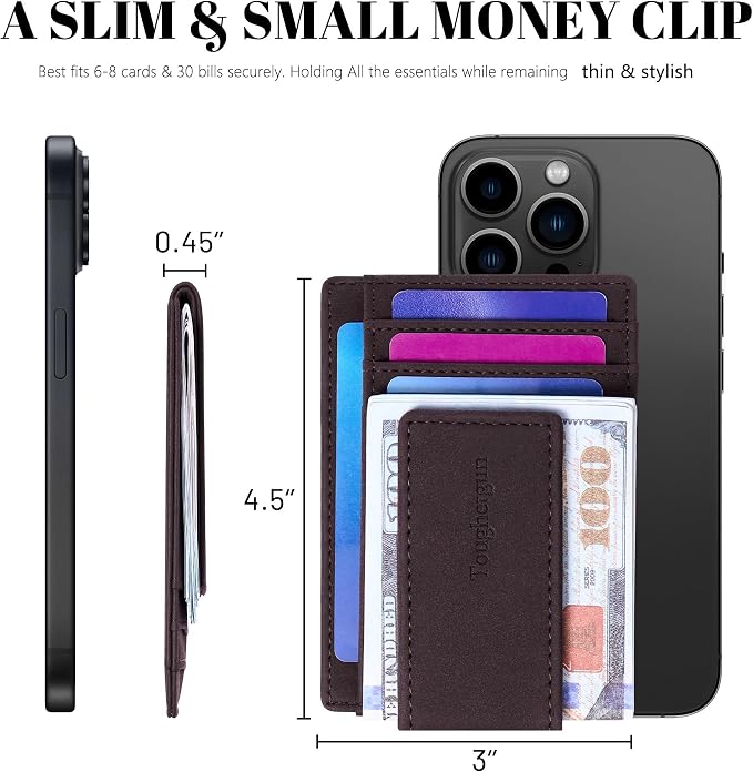 Toughergun Slim Wallet for Men RFID Blocking Money Clip, Minimalist Front Pocket Credit Card Holder, Magnetic Thin Mens Wallets with ID Window - Image 7