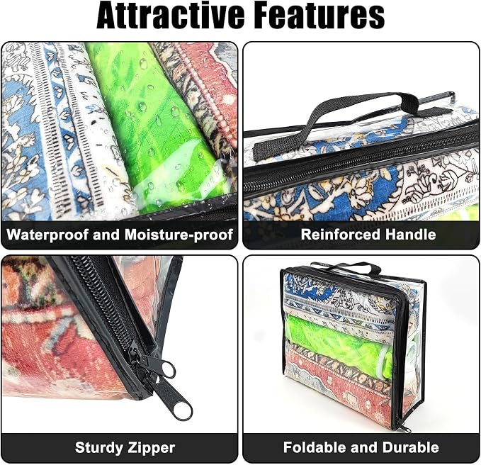 10 Pcs Extra Large Clear Travel Packing Cube，16 x 12 x 4 Clear Vinyl Zippered Storage Bags See Through Moving Bag Plastic Storage Bags PVC Multipurpose Pouch with Handle for clothing Storage - Image 3