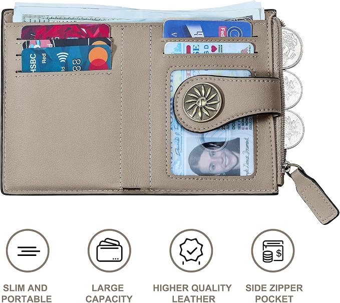 Tipmile Small Wallet for Women Bifold RFID Blocking Card Holder Leather Wallets with Zipper Coin Pocket - Image 6