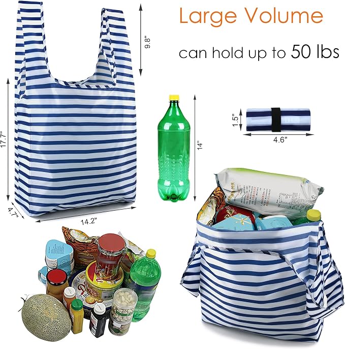 BeeGreen Reusable Foldable Shopping Totes with Handles,12 Pack Heavy Duty Polyester Fabric Geometry Grocery Bags, Large Fashion Reusable Bags for Travel & Groceries, Washable Cloth​ Bag Bulk - Image 3