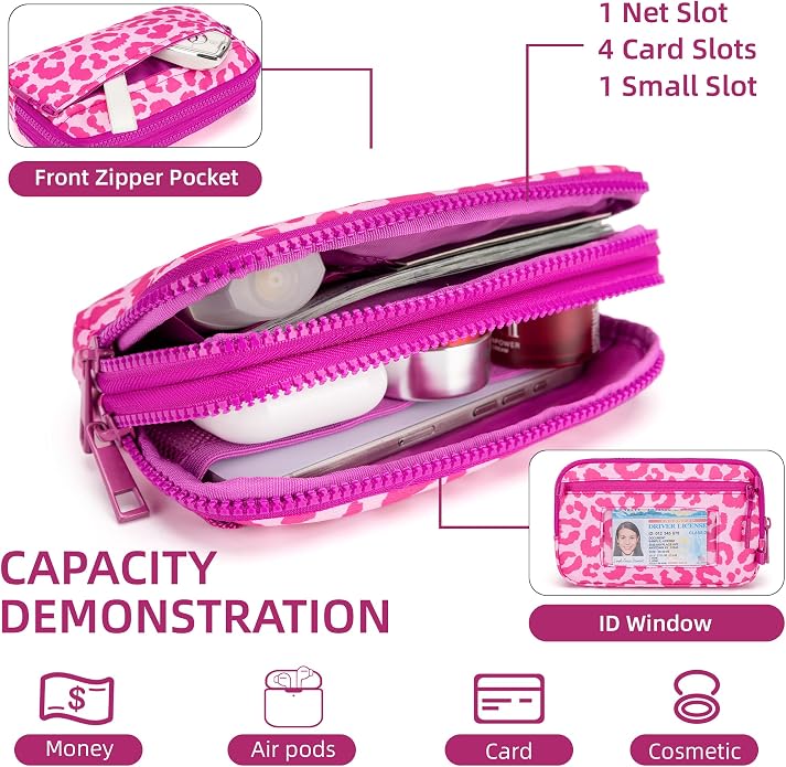 FODOKO Wristlet wallets for Women RFID crossbody bags with 4 Zippers | Checkered quilted nylon with credit card slots, cell phone organizer, and coin purse for travel and everyday carry - Image 4