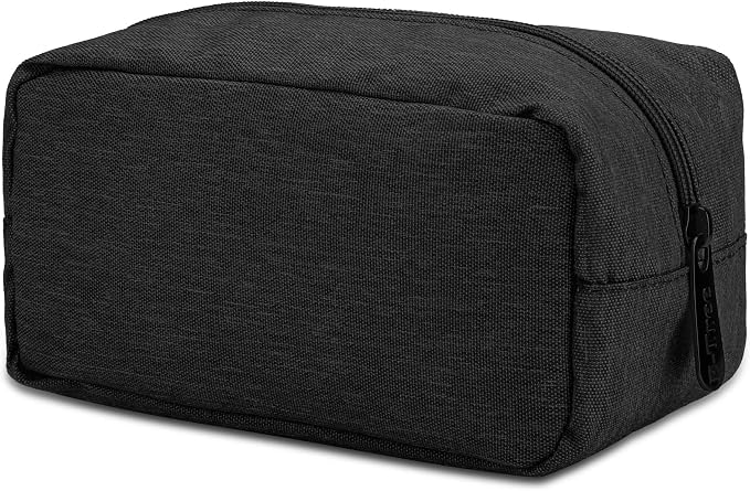 E-Tree Makeup Bag,Medium Travel Make up Pouch for Purse,Zipper Cosmetic Brush Skin Care Case for Women Man,Toiletry Bags,Tech Electronic Organizer,Small Canvas Storage for Personal Items,Black - Image 2